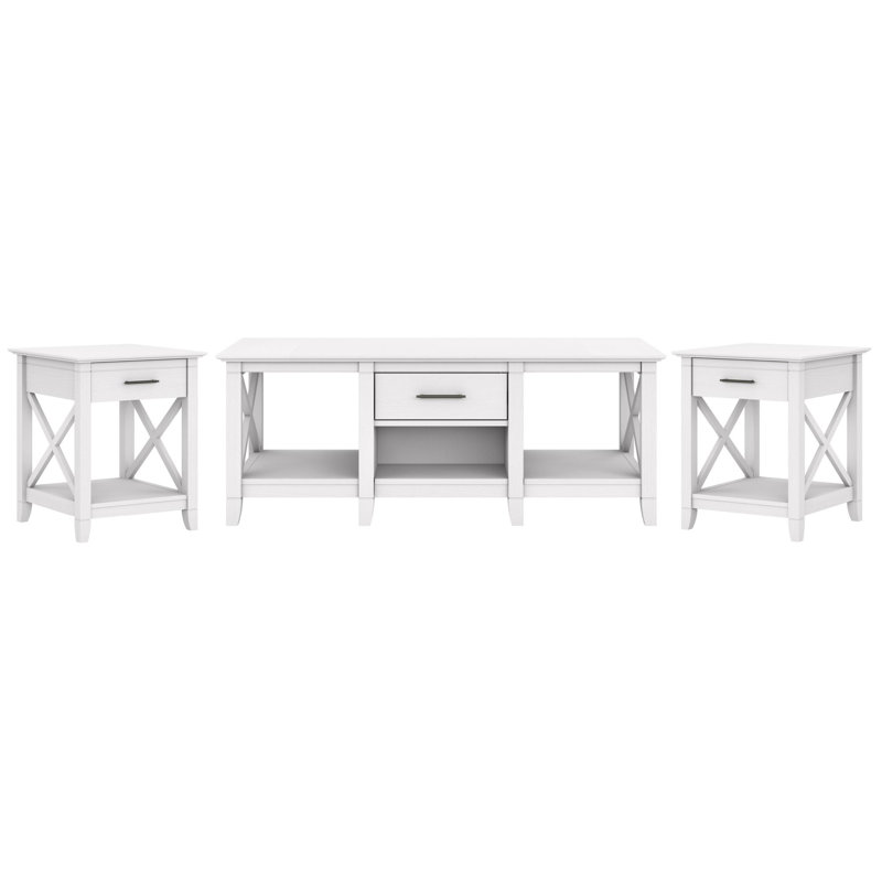 Ensemble de tables basses 3 pièces Huckins, Chêne blanc pur