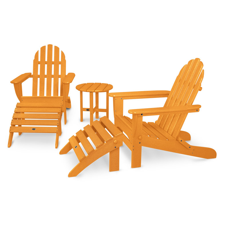 Ensemble décontracté 5 pièces POLYWOOD Classic Adirondack, Tangerine