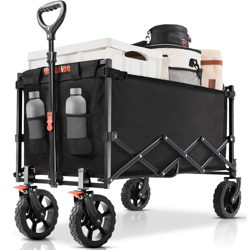 Ultra-Compact Folding Wagon Garden Carts, Black