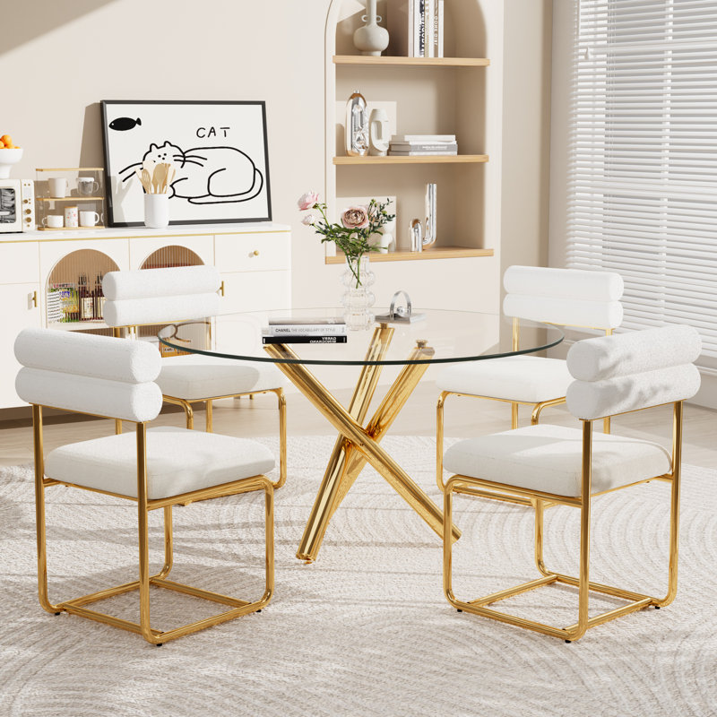 Ensemble de table de salle à manger ronde en verre, 5, H 30 po x L 36 po x l 36 po