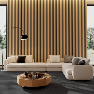 Panneau mural cannelé 3D 45,27 po x 23,62 po - 3 côtés, fibre de polyester et de fibre de polyester, éco-responsable