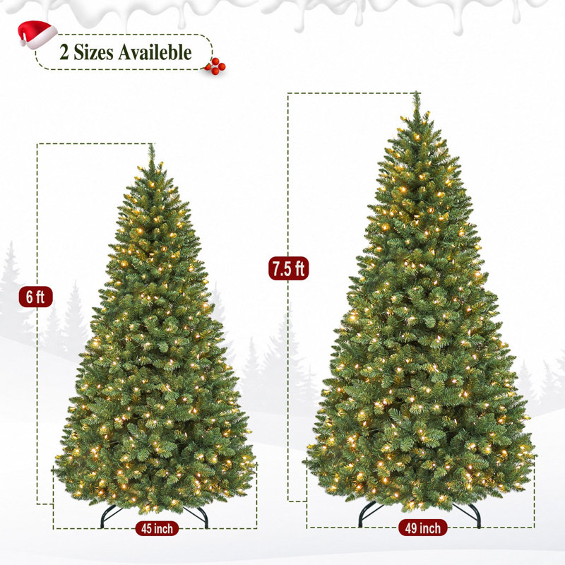 7,5 pi Arbre de Noël artificiel pré-éclairé avec lumières DEL à changement de couleur
