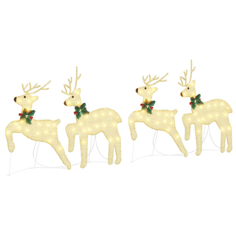 vidaXL LED Reindeers Fabric, Gold