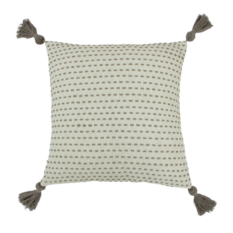 Ezra Striped Square Throw Cushion, Sage, 100% Hollowfibre Polyester