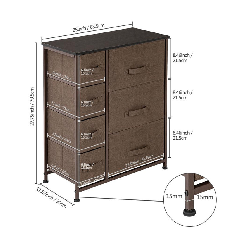 Ashariah 25'' W 7 - Drawer Dresser, Brown