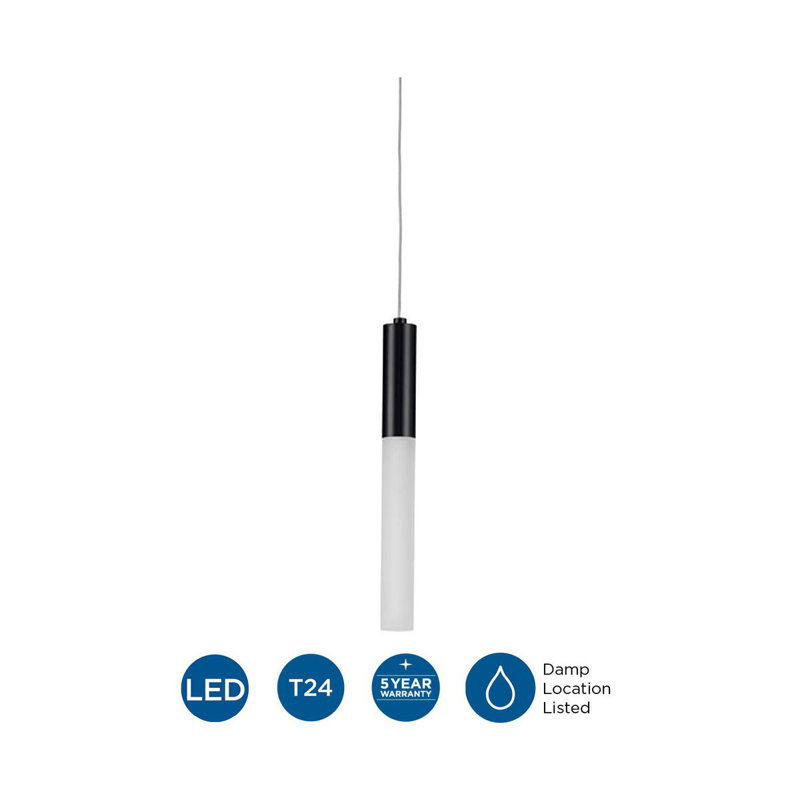 Kylo 13" Matte Black Frosted Glass LED Pendant Light