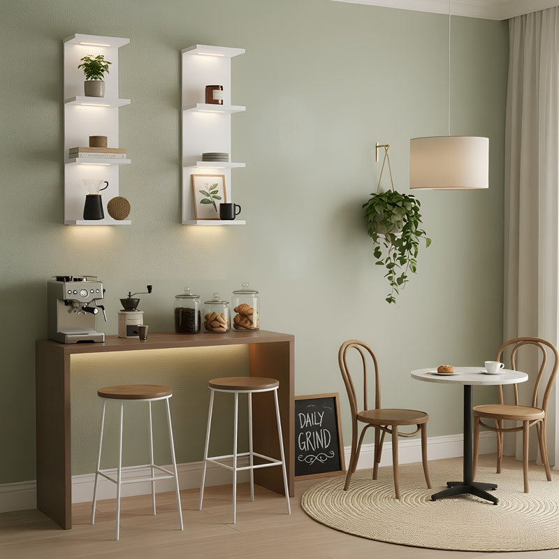 29.99''H 4-Tier Wall Shelf with LED Lights, White