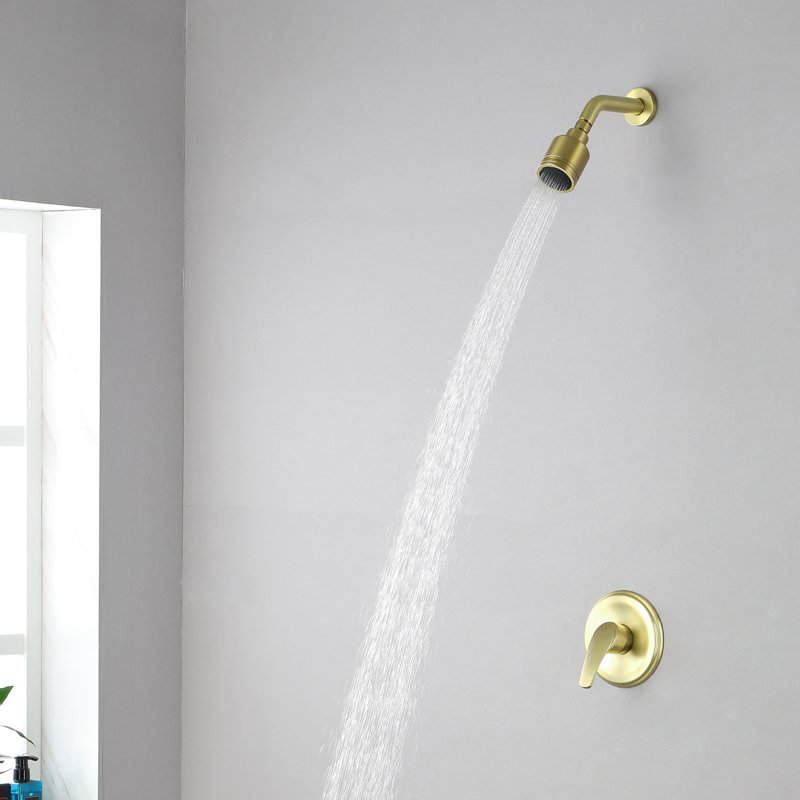 Ensemble de garniture de robinet de douche noir mat avec valve brute, Or brossé