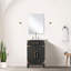 Meuble-lavabo simple avec miroir de 45,7 cm (18 po), comptoir en chêne noir de 50,8 cm (20 po) de largeur, système de fermeture amortie et espace de rangement.