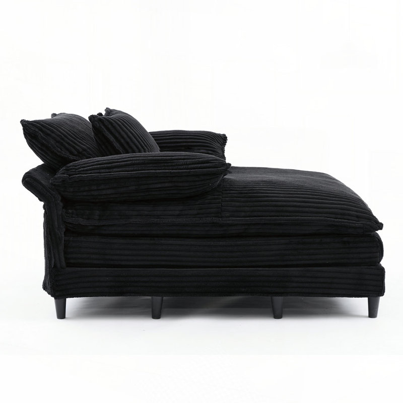 Méridienne rembourrée Corduroy, Noir, noir, noir, noir