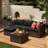 Wicker 3 - Person Modular Patio Conversation Sets with Cushions-1328985529