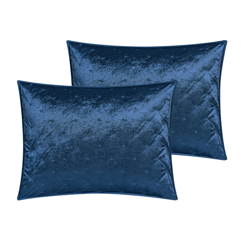Ensemble d'édredon en velours 3 pièces , Édredon pour lit simple TG + 1 taie décorative, Bleu marine