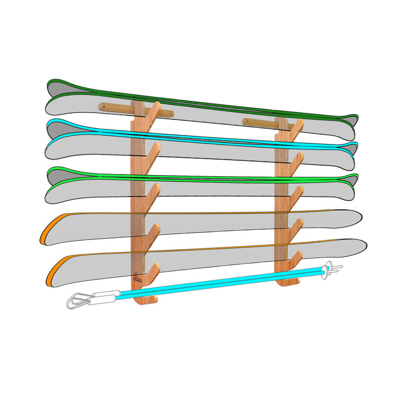 Hallsteiner Adjustable Multi-Use Ski/Snowboard Rack, 5 Tier, Birch