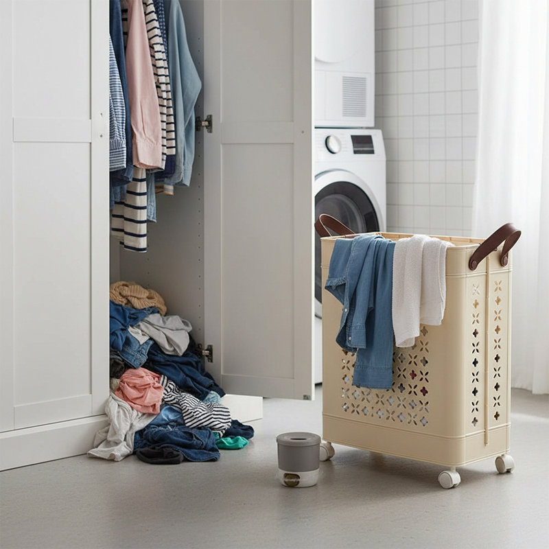 Laundry Hamper, Cream White