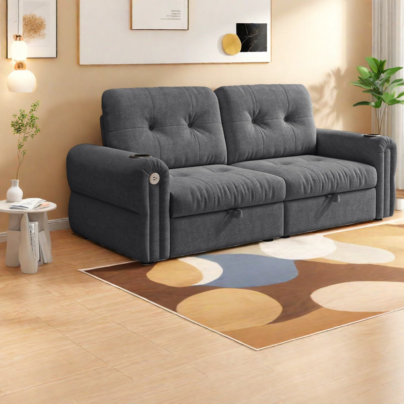 Canapés multifonctionnels, canapé-lit moderne en flannelette de 77 pouces pour la maison