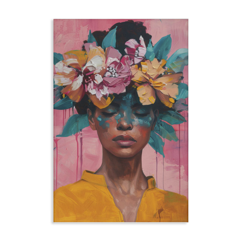 Femme avec une coiffe florale, design par LSR Design Studio, H 36 po x l 24 po