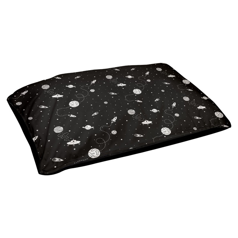 Coussin extérieur pour chien extérieur space Byrge, Moyen (L 29,5 po x P19,5 po x H 9,5 po), Noir / Blanc
