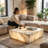 Natural Marble Square Coffee Table - Modern Luxury With Dimmable Led Glow-384557204