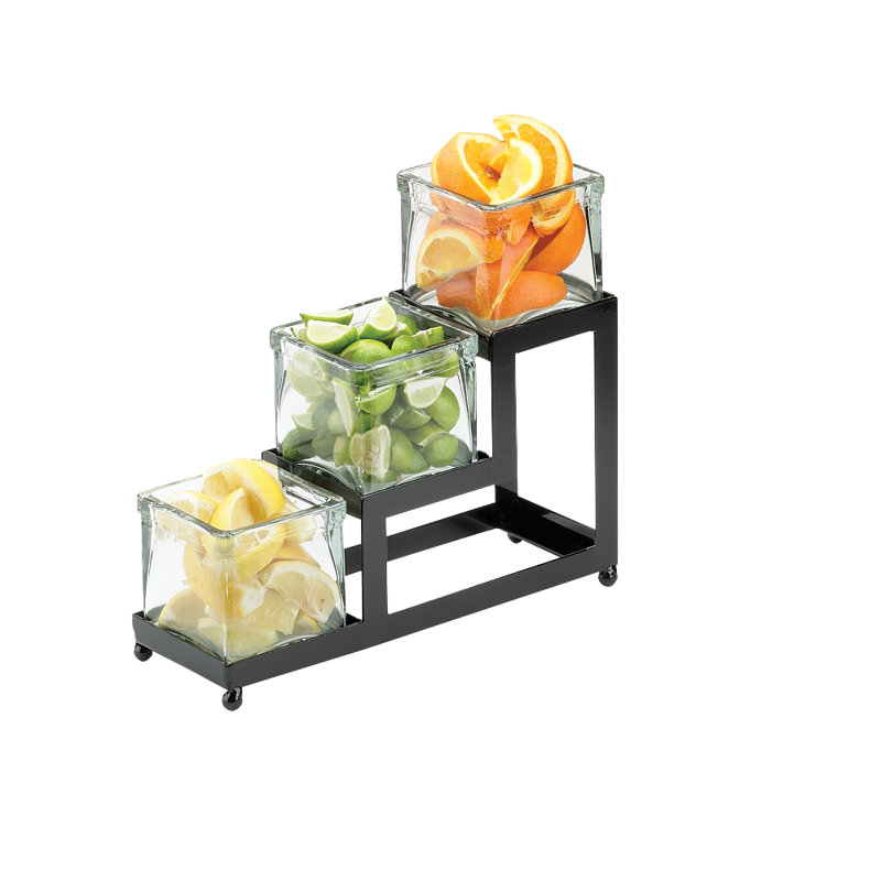 Iron 3 Step Glass Jar Display, Black