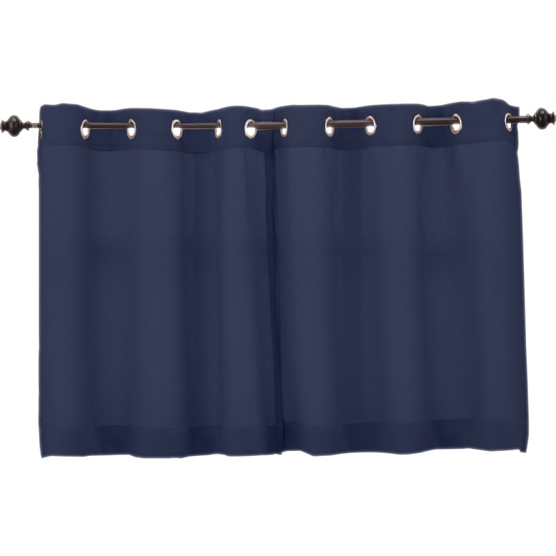 Paire de rideaux de cuisine semi-transparents Sauel, Bleu marine, l 56 po x L 36 po