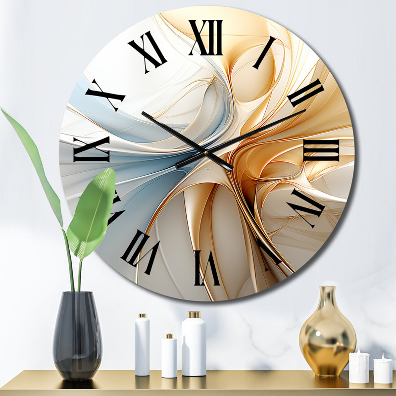 Vintage Blue And Orange Wave Elegance Metal Wall Clock, Medium