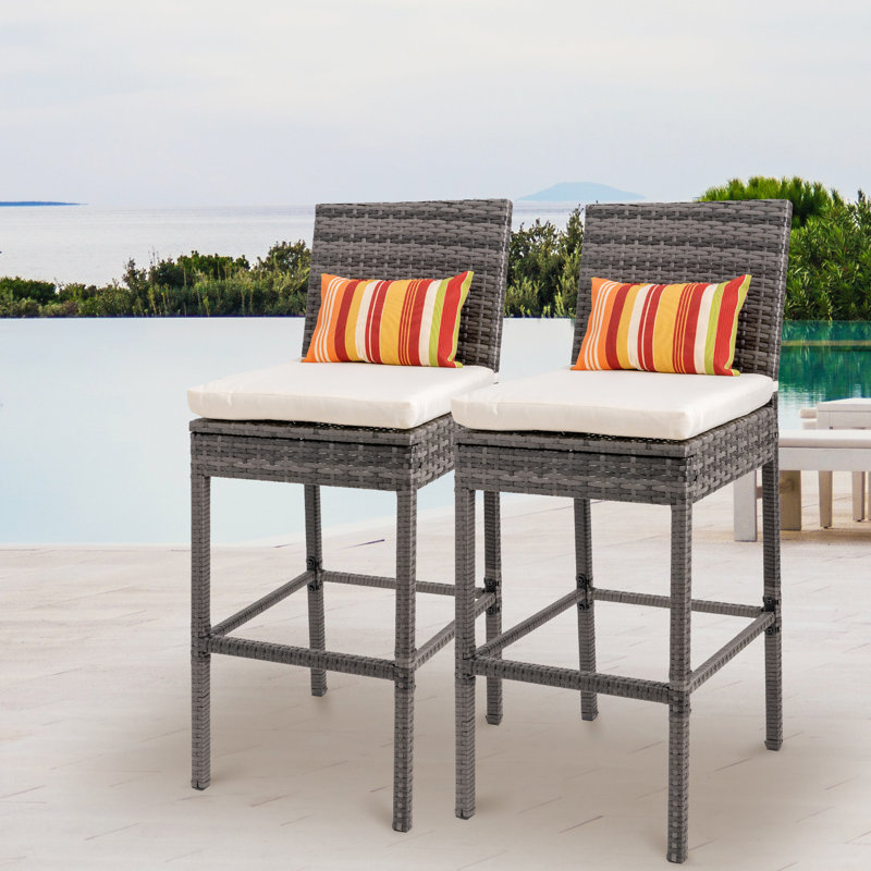 Tabouret 30,5 "avec coussin IIiff, Blanc, Gris