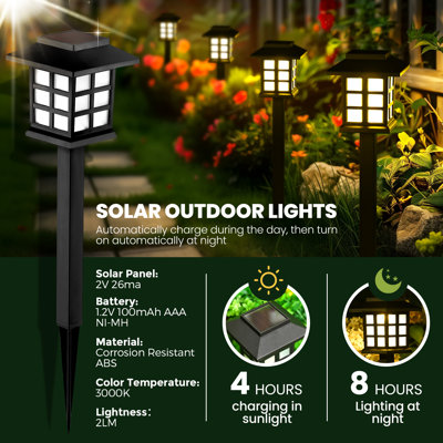 Lumières solaires GIGALUMI à DEL, paquet de 16 lumières de passage imperméables, 10 heures d'éclairage pour le jardin et la cour extérieurs