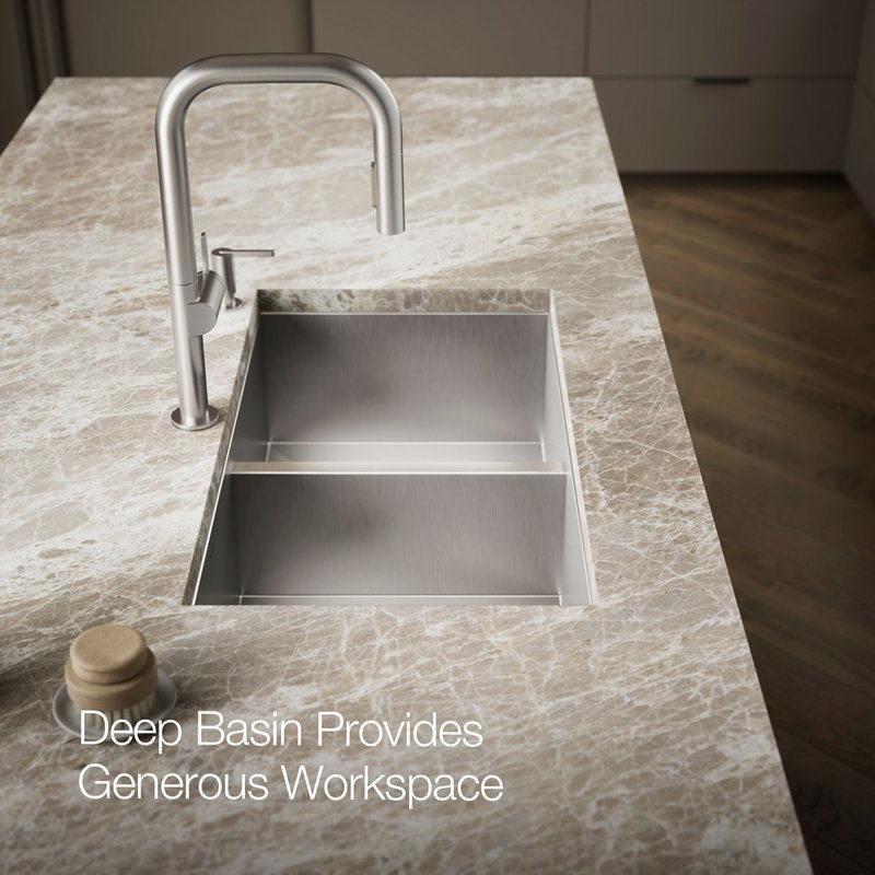 Vault™ Double Bowl Kitchen Sink with Single Faucet Hole, 3 Holes