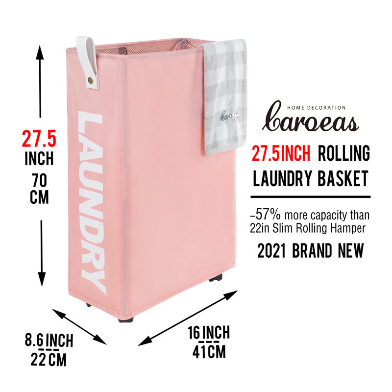 Grand panier à linge, Rose, H 27 po x l 8 po x P 16 po