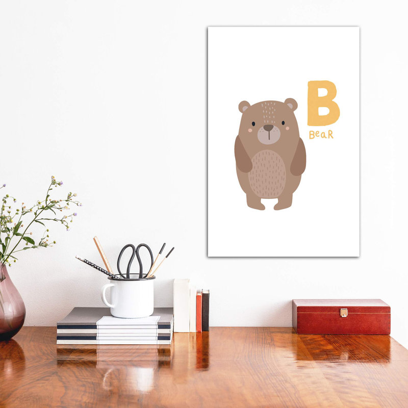 Animal Alphabet B - impression d'art graphique, H 40 po x l 26 po x P 1,5 po, Toile tendue, Pas de tapis