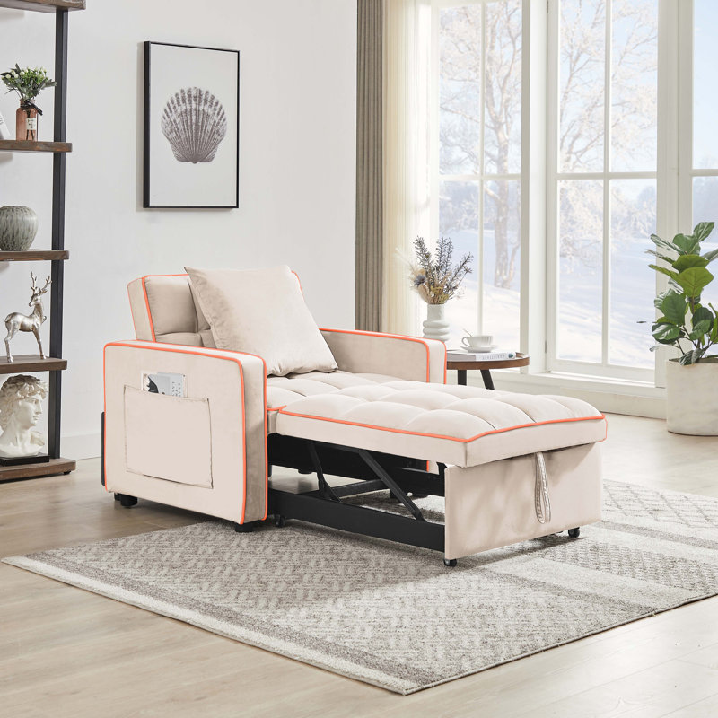 Trois-en-un Canapé-lit Canapé-lit pliant Canapé-lit ajustable, Velours beige