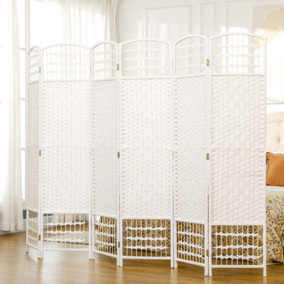 Cloison de séparation en fibre White Wave, paravent 6 panneaux 5,6 pi, intimité. Élégant pour le bureau à domicile, fabrication légère, écran d'intimité, cloison. Idée élégante et pliable