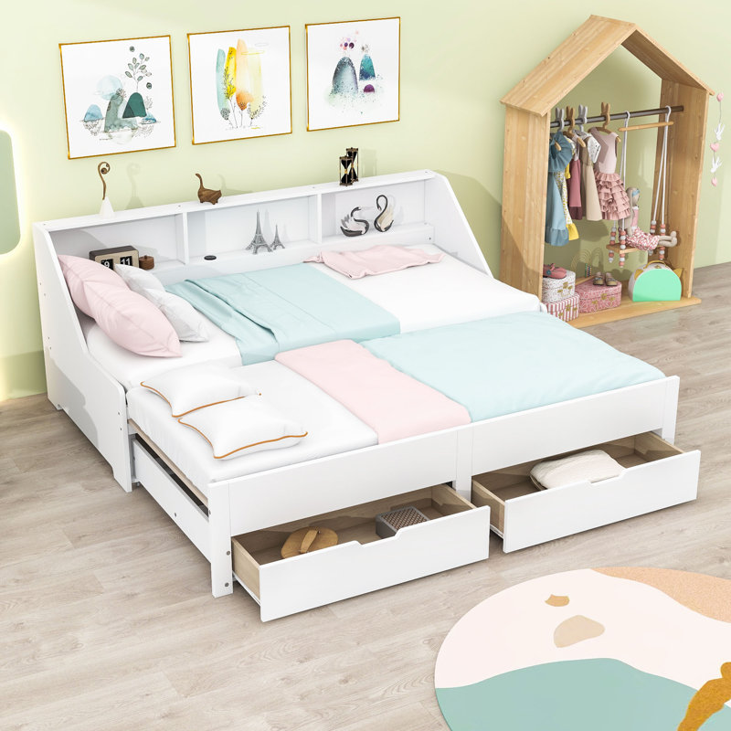 Lit de jour simple avec couchette Nagey, Blanc