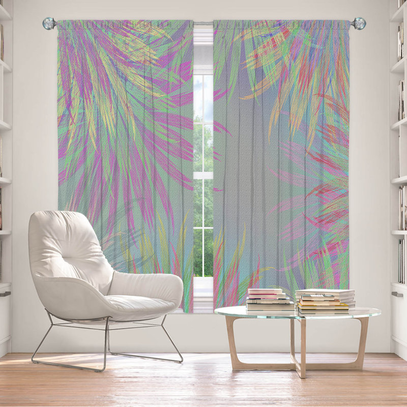 Paire de rideaux obscurcissant en polyester Rovario, Mauve / vert / jaune / bleu, L 40 po x L 82 po