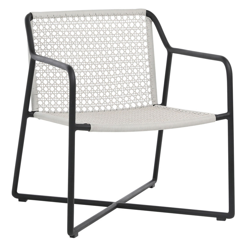 Augustina Indoor-Outdoor White and Black Woven Rope and Iron Patio Chair