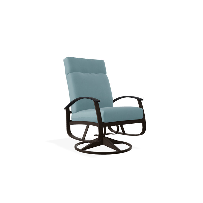 Chaise de patio pivotante avec coussins Askar, Bleu minéral, Noir P70, Kona texturé