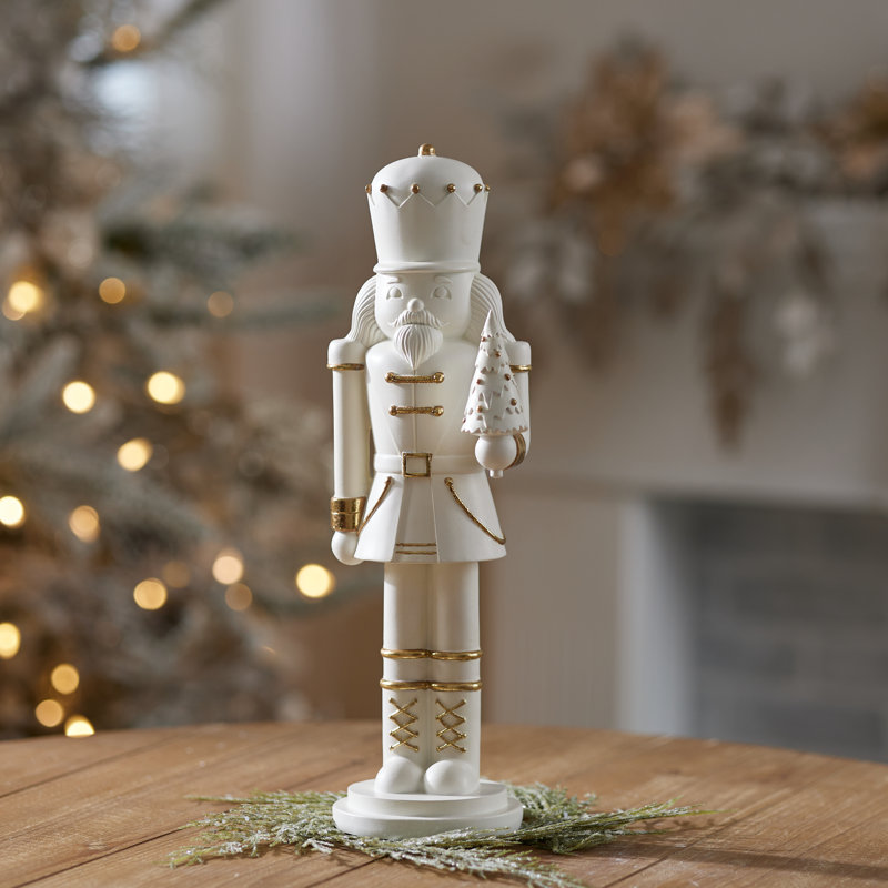 Modern Nutcracker with Gold Accents 14.5"H