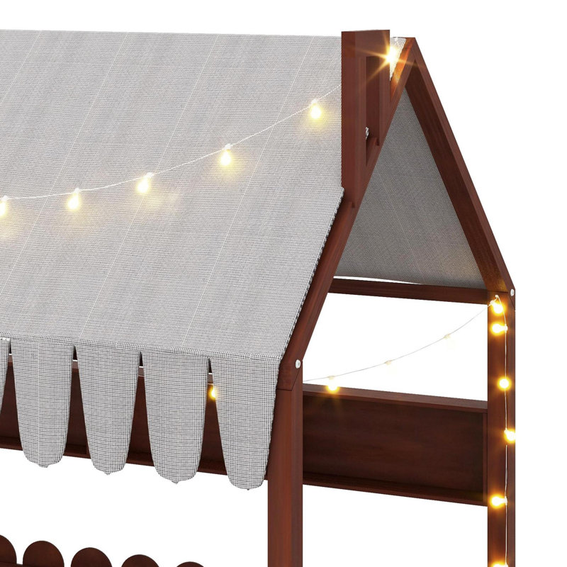 Lit en bois Montessori House, Lit double, Espresso