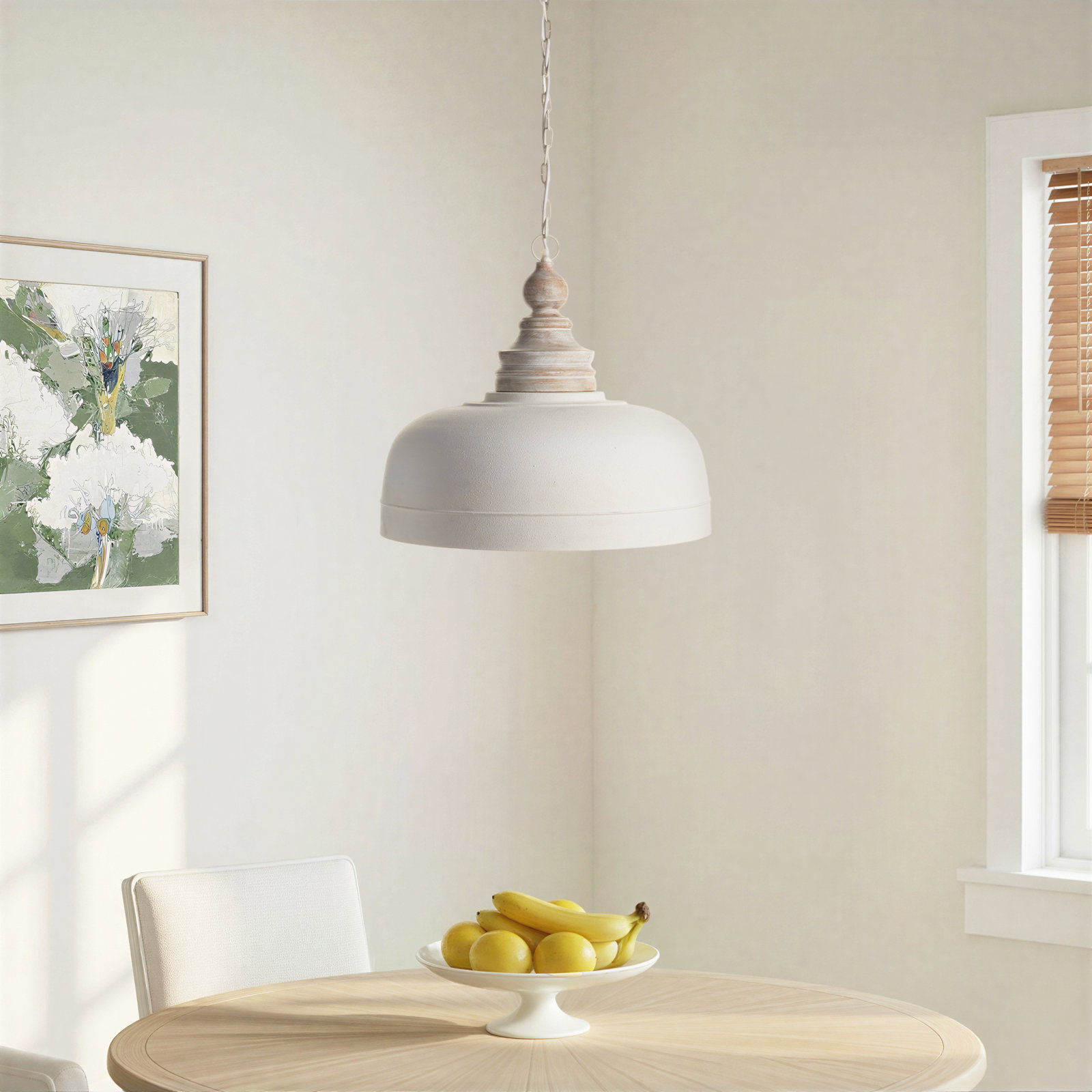 Single Light Metal Wood Pendant