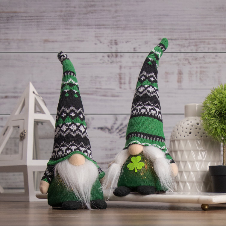 Northlight 11.5 LED Lighted St. Patrick's Day Boy Gnome with Green Irish Fair Isle Hat