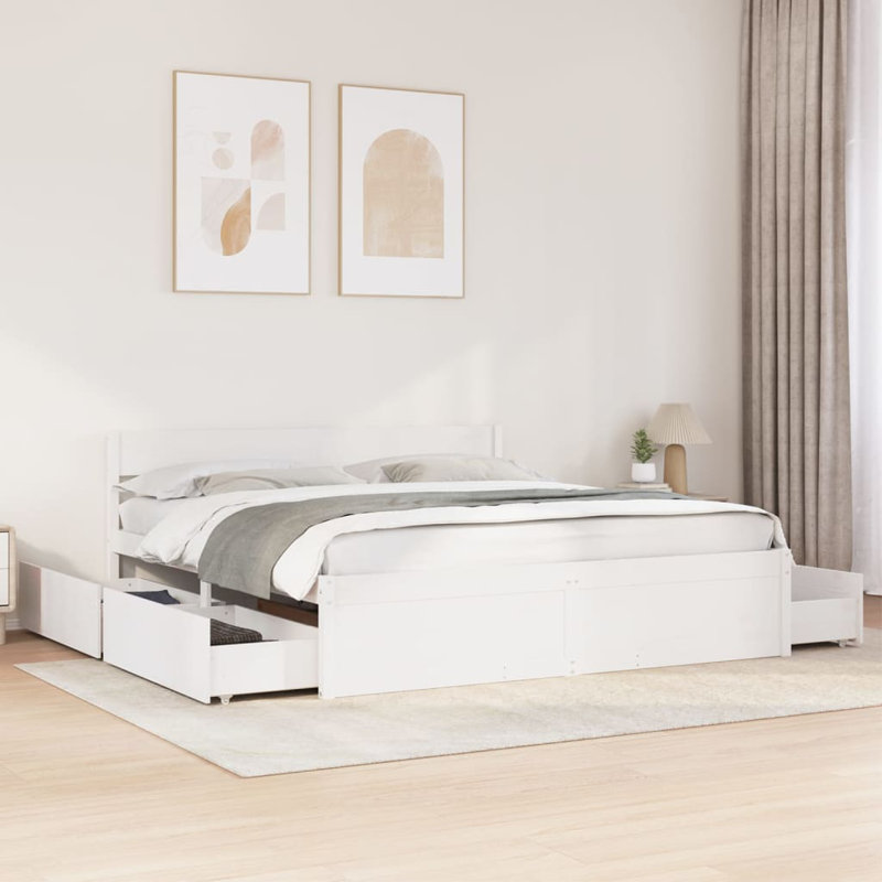 Losurdo Solid Wood Bed, White, European Kingsize (160 x 200cm)
