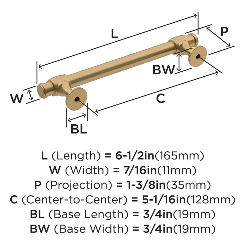 Winsome Cabinet or Furniture Bar Pull, Champagne Bronze, 5 1/16"