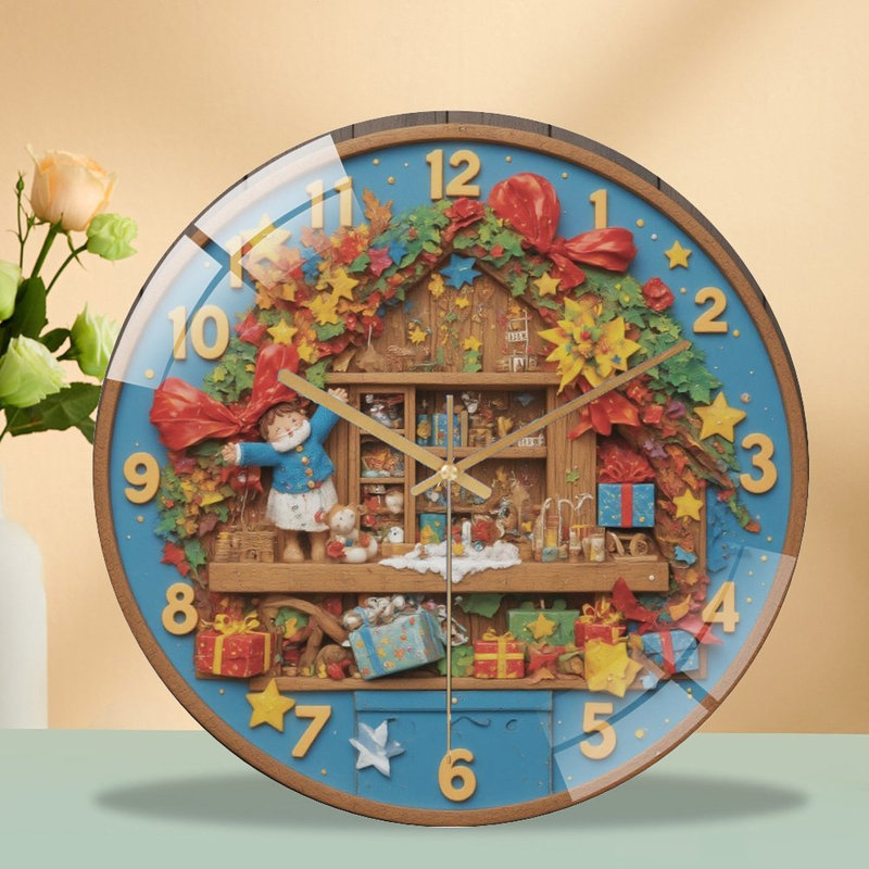 Horloge murale de Noël en verre