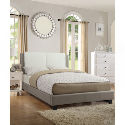 Modern Style 1pc California King Size Bed Set Plastic Legs Two Tone Upholstered Headboard Bedroom Furniture