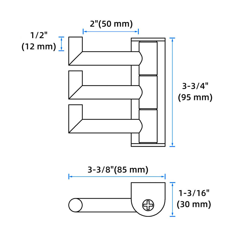 Paquet de 1 crochet rotatif à bras multiples en acier inoxydable 304, rangement flexible, conception murale, Chrome poli
