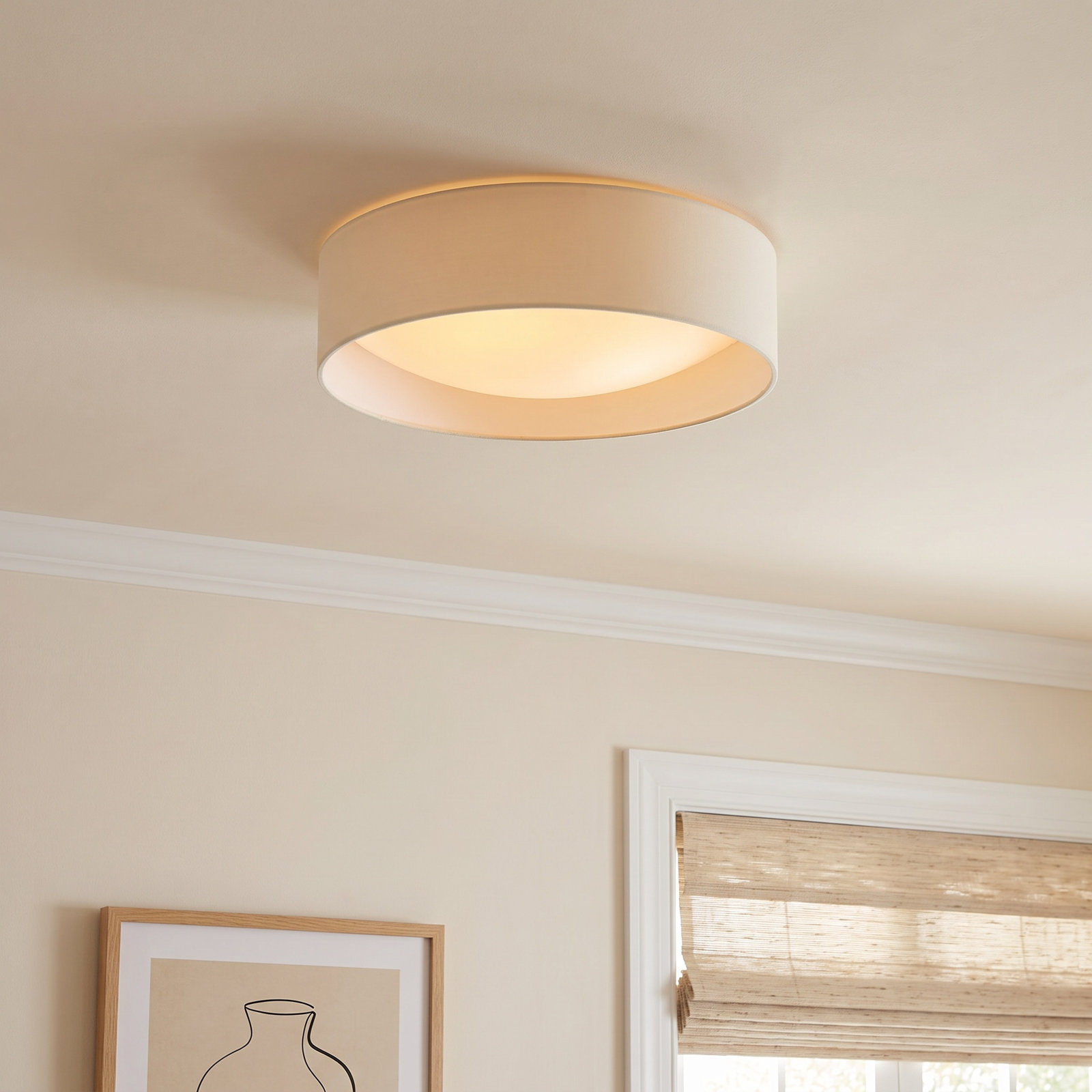 Murphie Single Light Polyester LED Flush Mount, White, 4.53" H x 15.94" W x 15.94" D