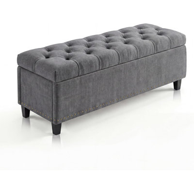 51" Extra Large Storage Ottoman Bench with 30-Gallon Capacity, 660 lbs Tufted Upholstered Bed Bench with Safety Hinge for Living Room, Bedroom, Entryway