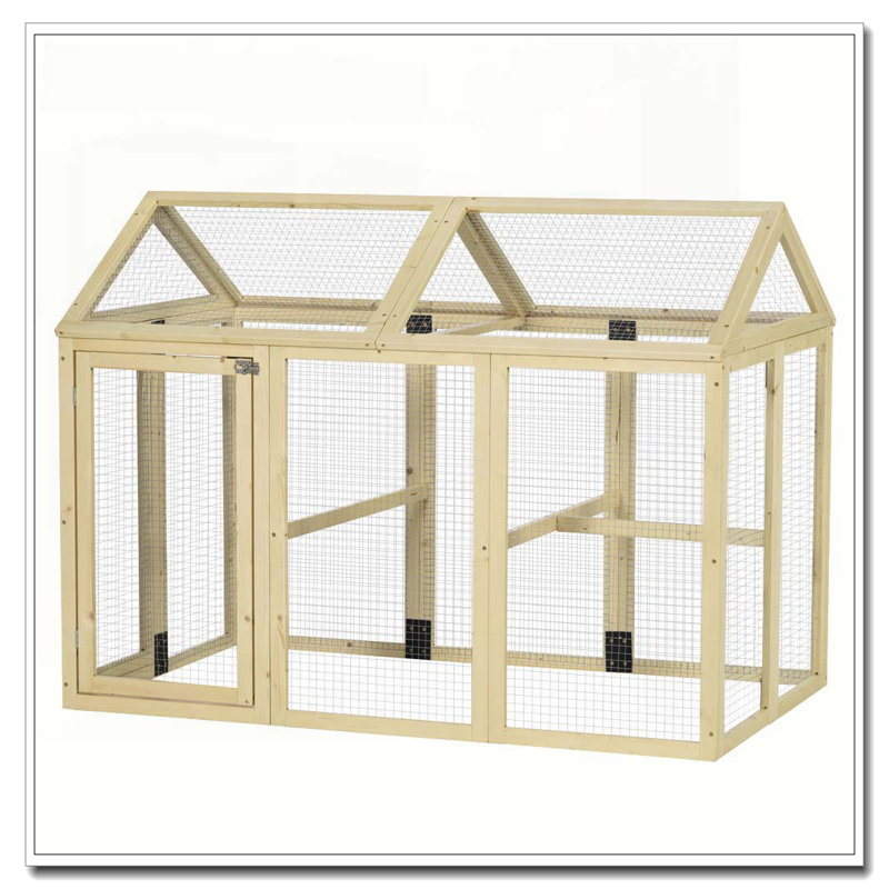 Poulailler PawHut, grand poulailler en bois, conception combinable avec perchoirs et portes pour l'extérieur, la cour, la ferme, 4,6 pi x 2,8 pi, bois naturel