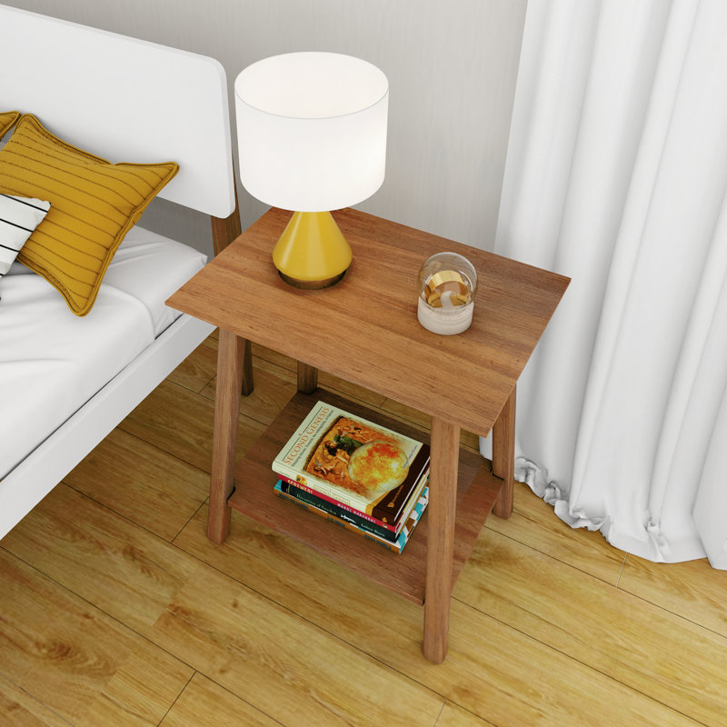 Table de chevet en bois massif Ladora, Brun