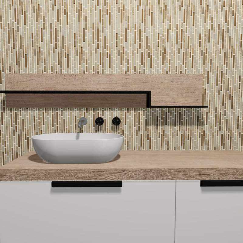 Viva Linda Mixed Linear Glass & Stone Tile Mosaic Sheet, Earth blend